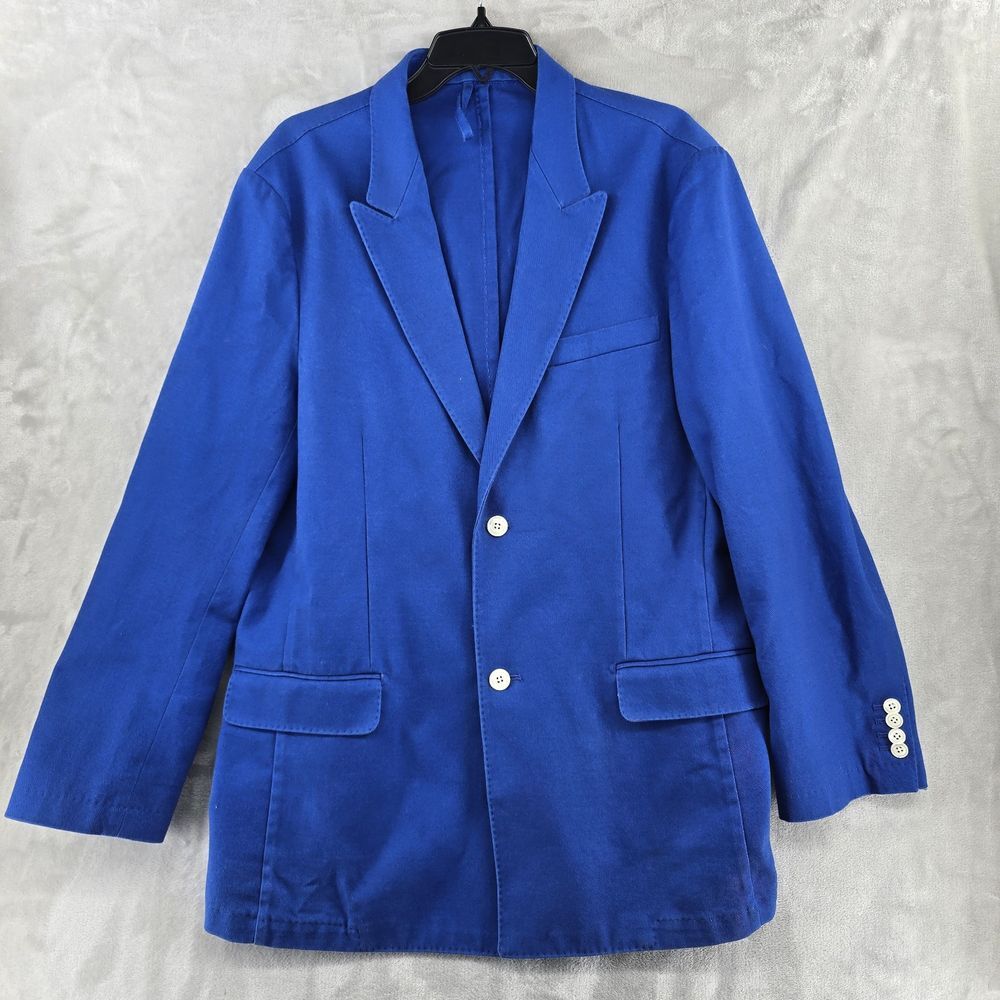 J Peterman Blazer Jacket Mens Size 42 Blue Cotton Office Career‎ Comfort
